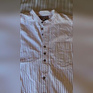 Duluth Trading Co Red and White Striped Casual Shirt